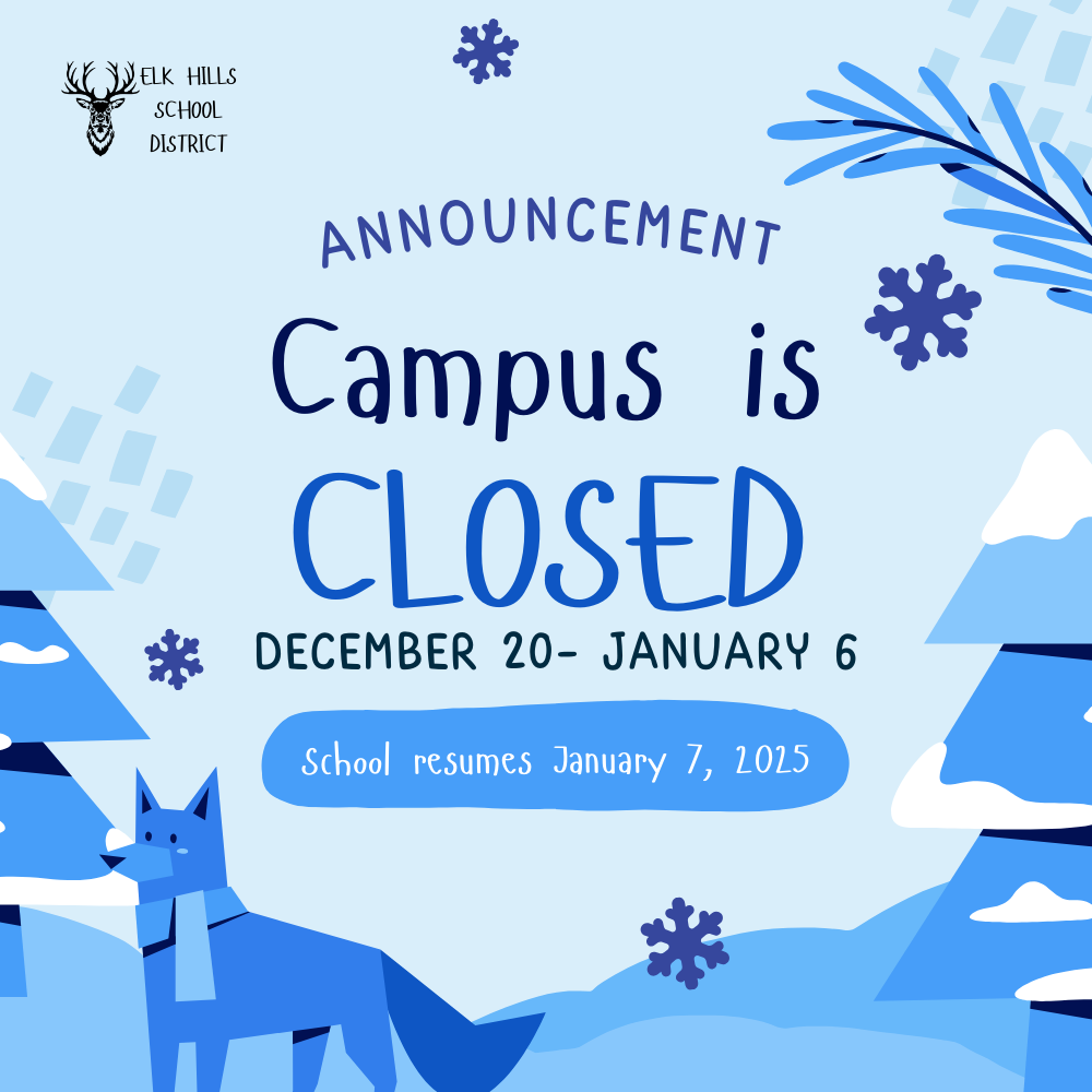 campus is closed december 20- january 6 School resumes January 7, 2025