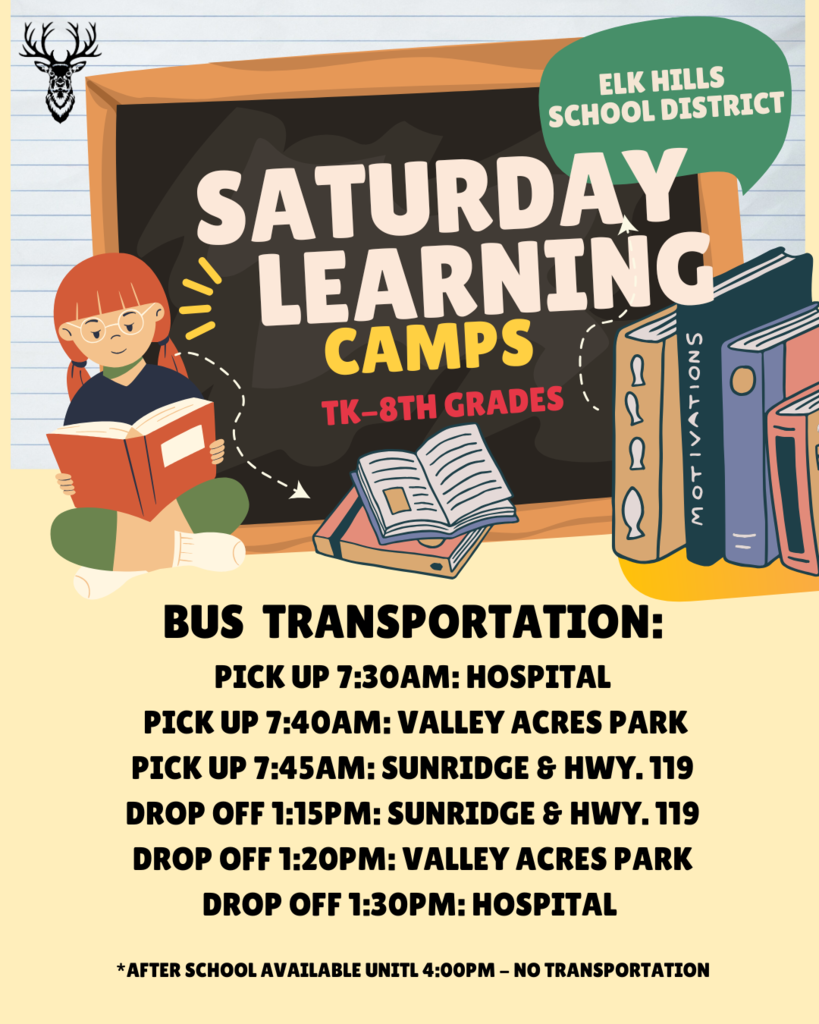 Saturday Learning Camp Transportation Schedule