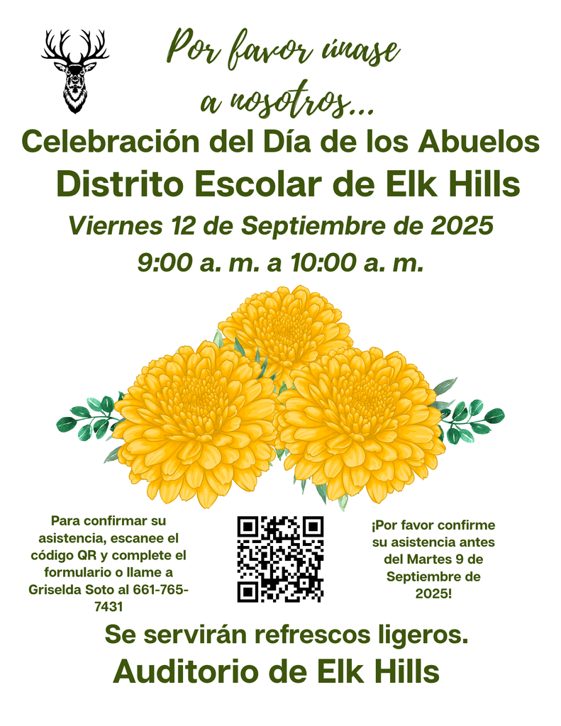 Celebracion del dia de los abuelos. Septiembre 12 9AM-10AM. Por favor confirmar su asistencia antes del Martees 9 de Septieembre de 2025.