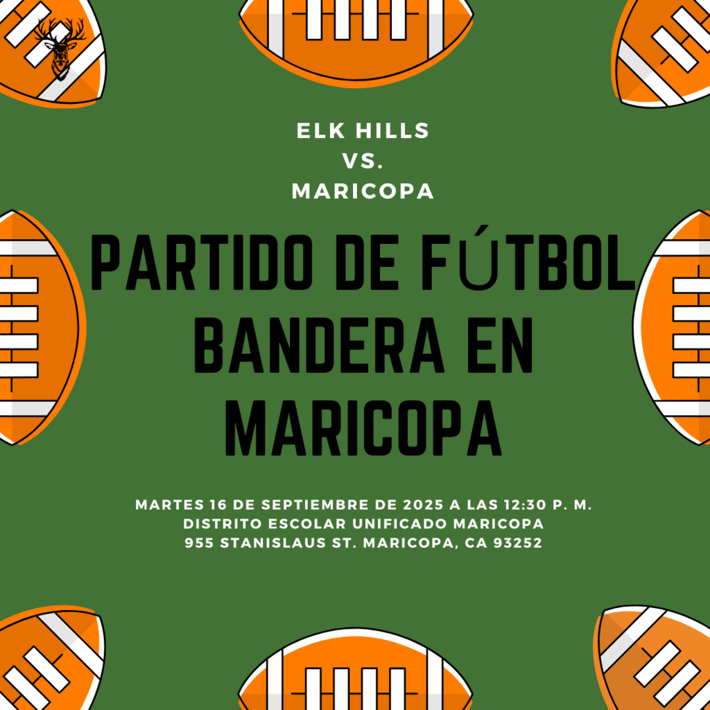 Partido de futbol bandera en Maricopa 9/16/25 @ 12:30 PM 955 Stanislaus St. Maricopa, CA 93252