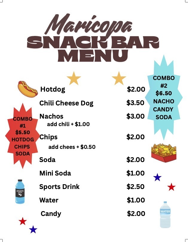 Snack bar menu