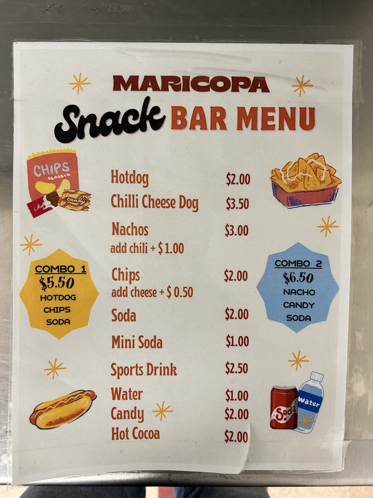 Snack bar menu