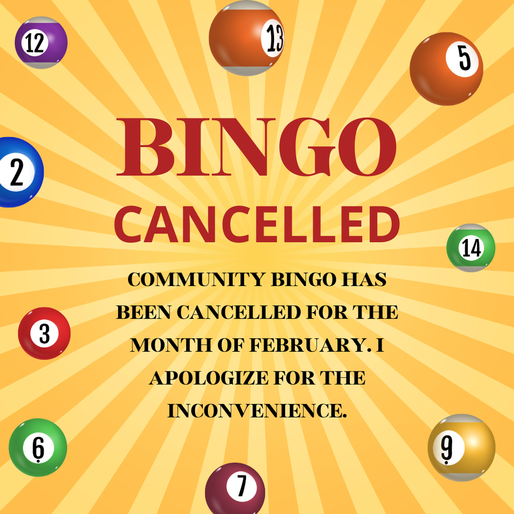 Bingo Cancelled 2/26/26