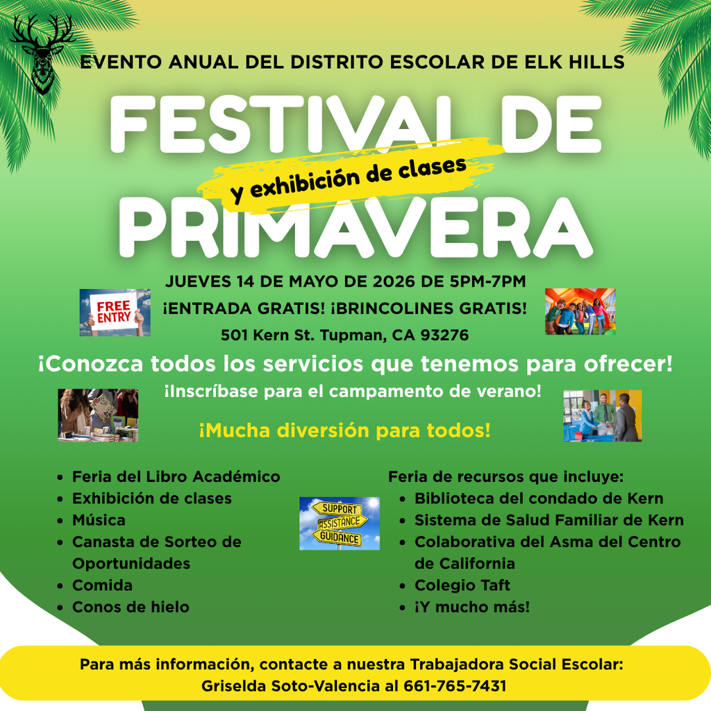Festival de Primavera y exhibicion de clases 5/14/26 5PM-7PM