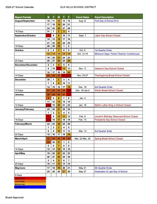 26-27 Academic Calendar
