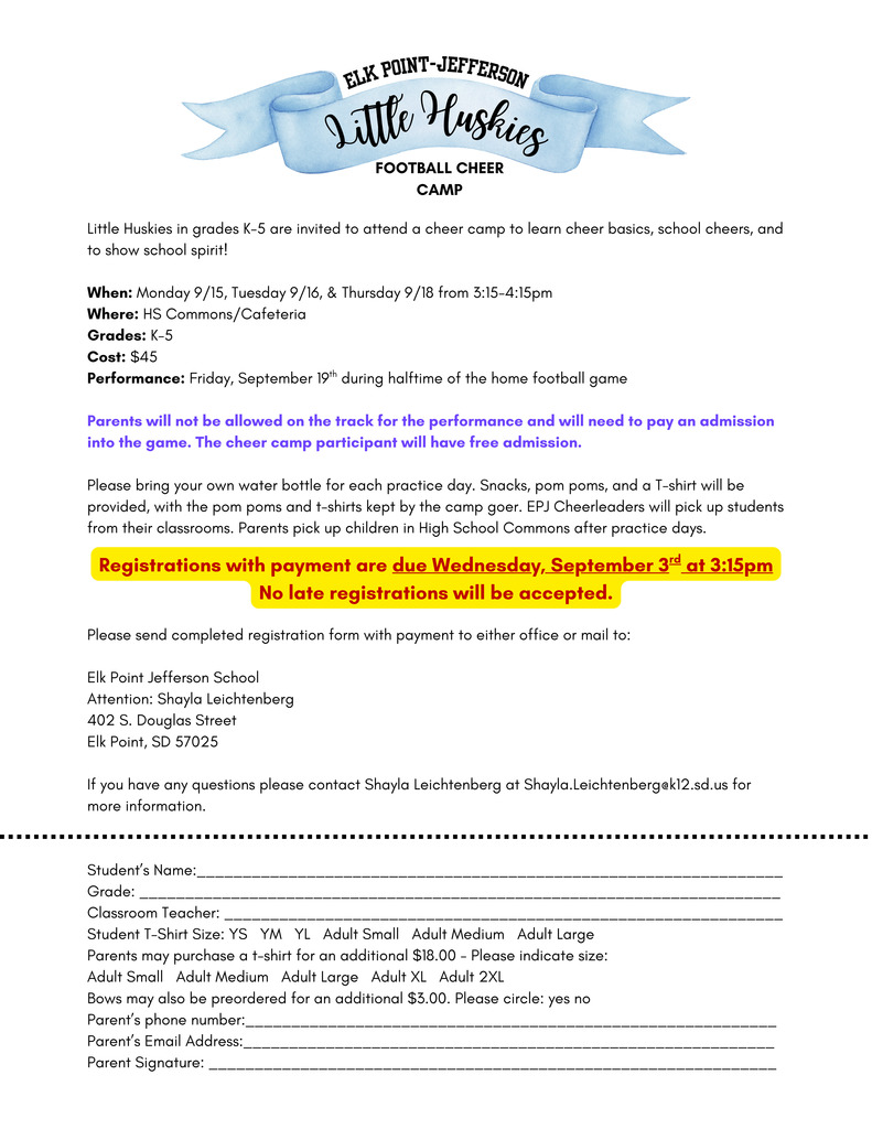 Little Huskies Cheer Camp Flyer