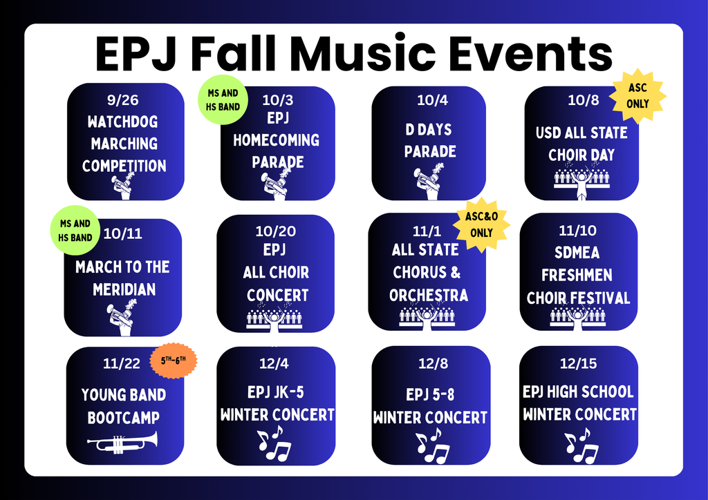 Graphic showcasing the EPJ Fall Music Events