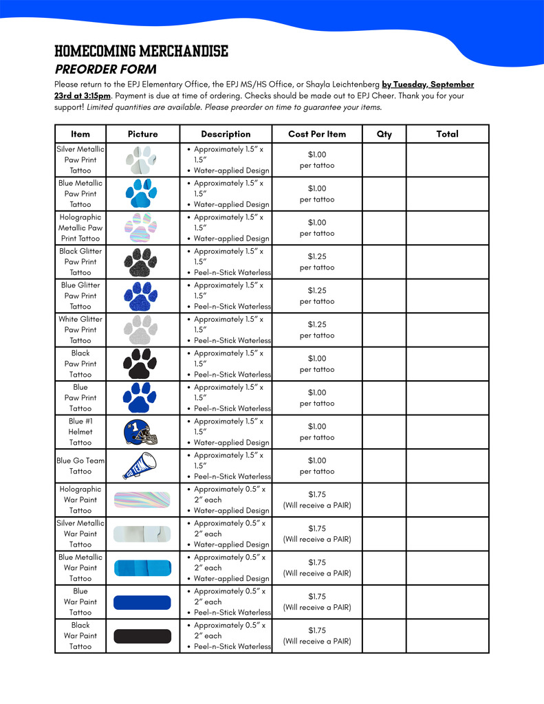 pre-order form front