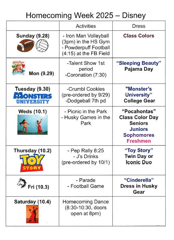 Homecoming Weekly Activities 