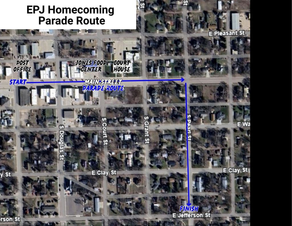EPJ Homecoming Parade Route for 2025