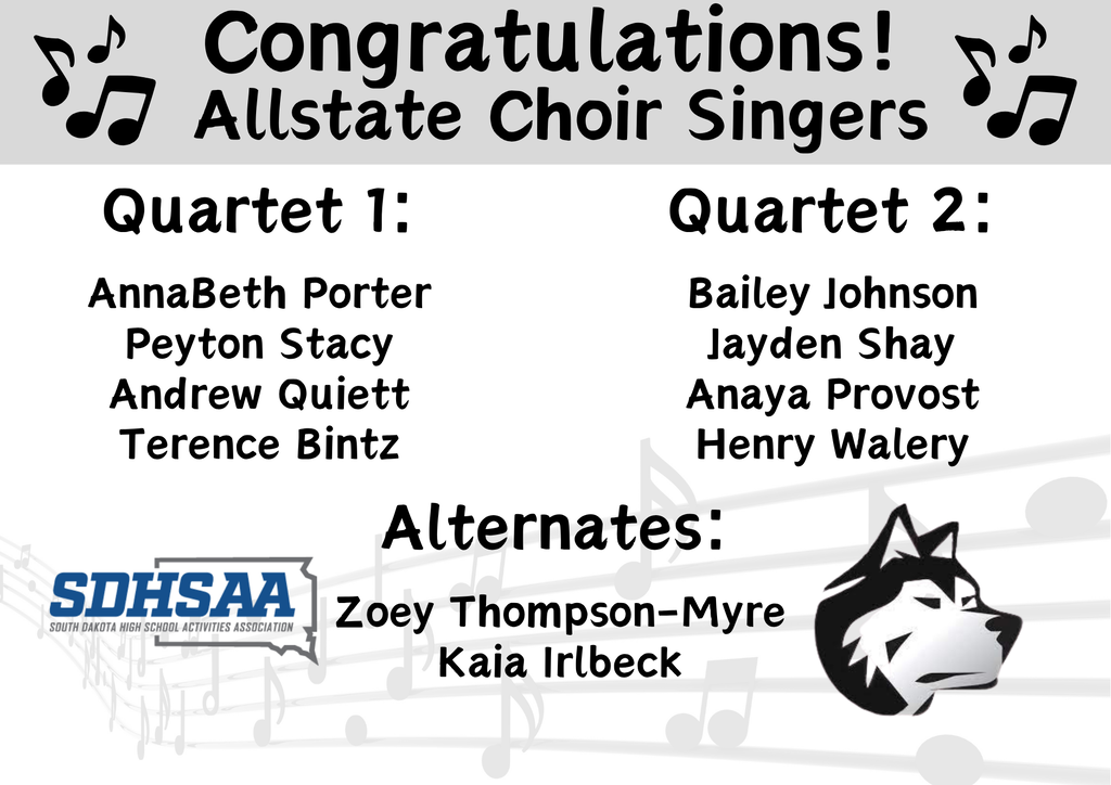A graphic with all the names of the students selected for allstate choir from EPJ