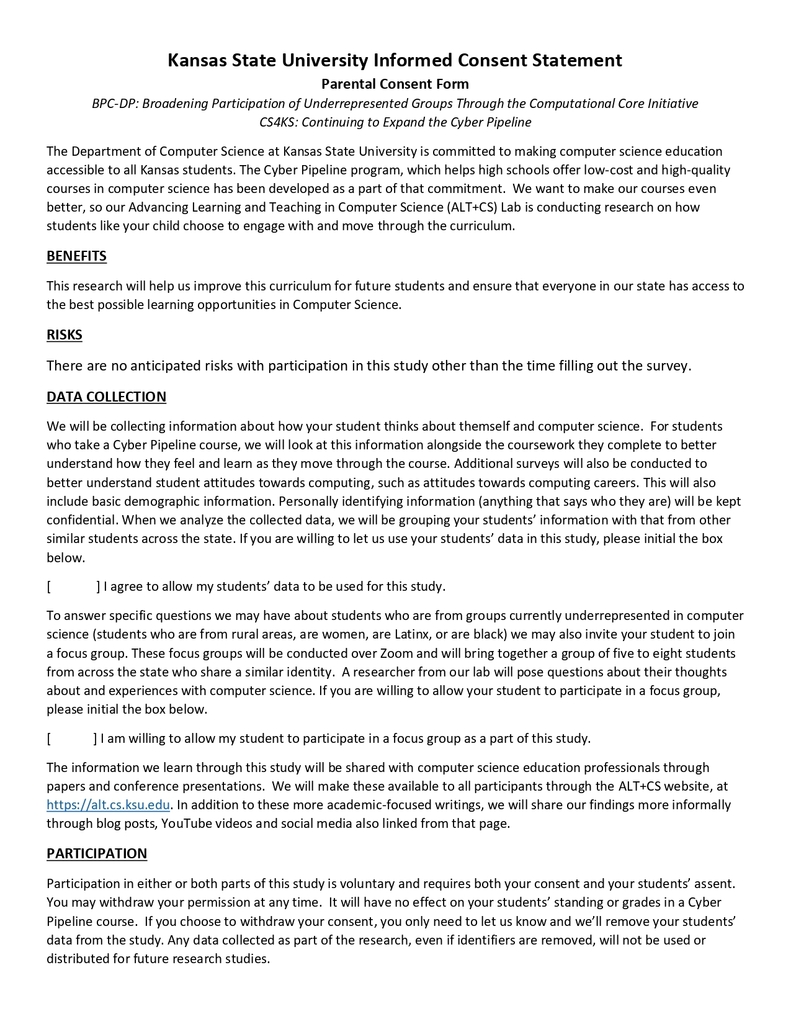 Parent Consent Page 1