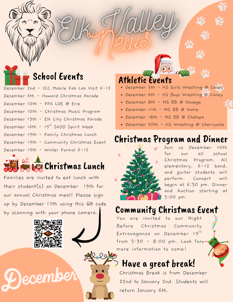 December Calendar and News Letter