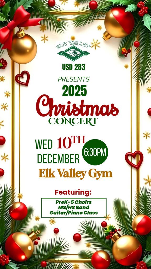 Christmas Concert December 10th 630pm