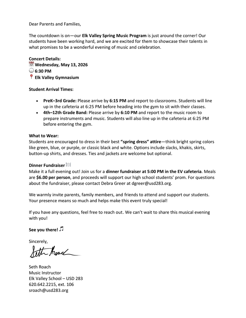 spring concert letter