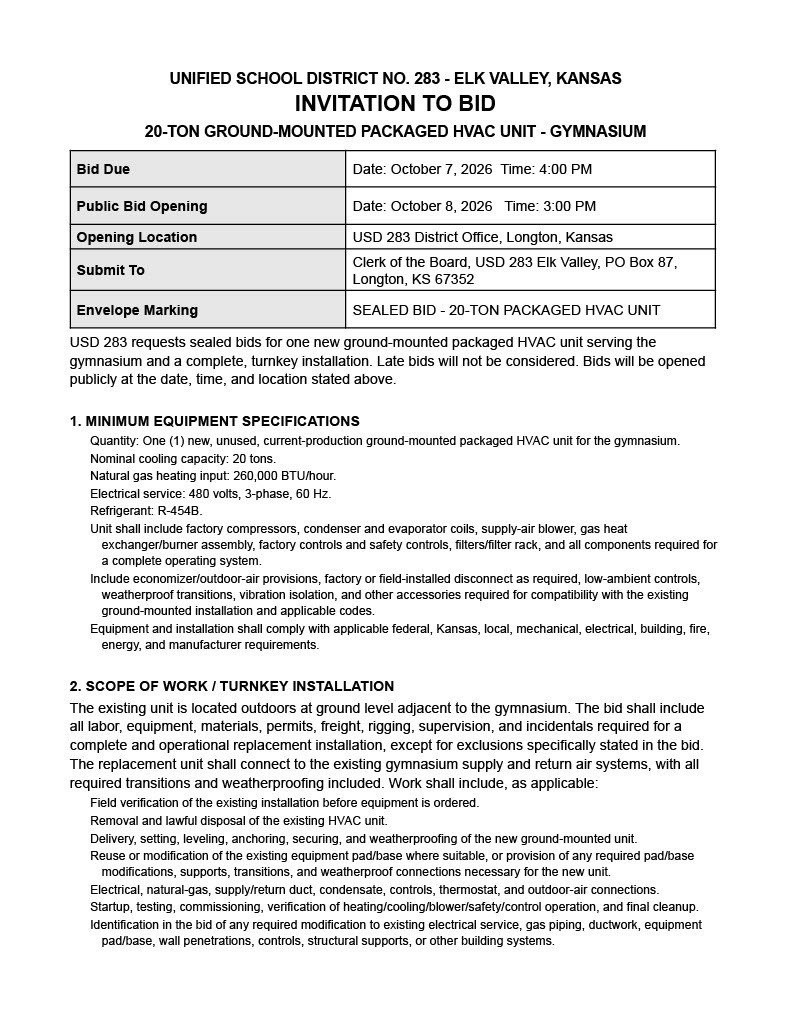 HVAC Bid Page 1