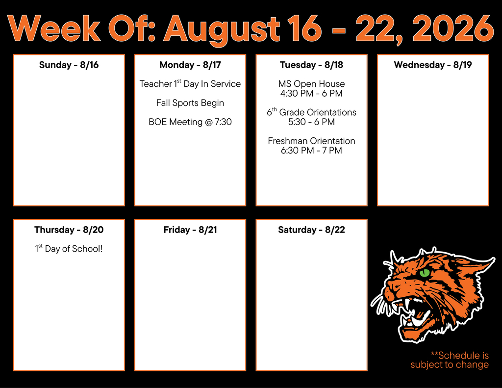 Weekly Bulletin August 16-22, 2026