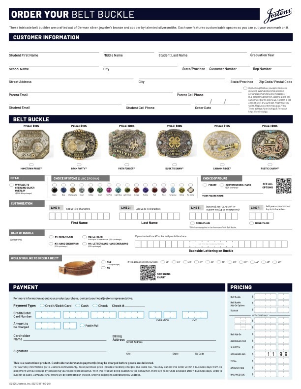 Jostens Belt Buckle Information