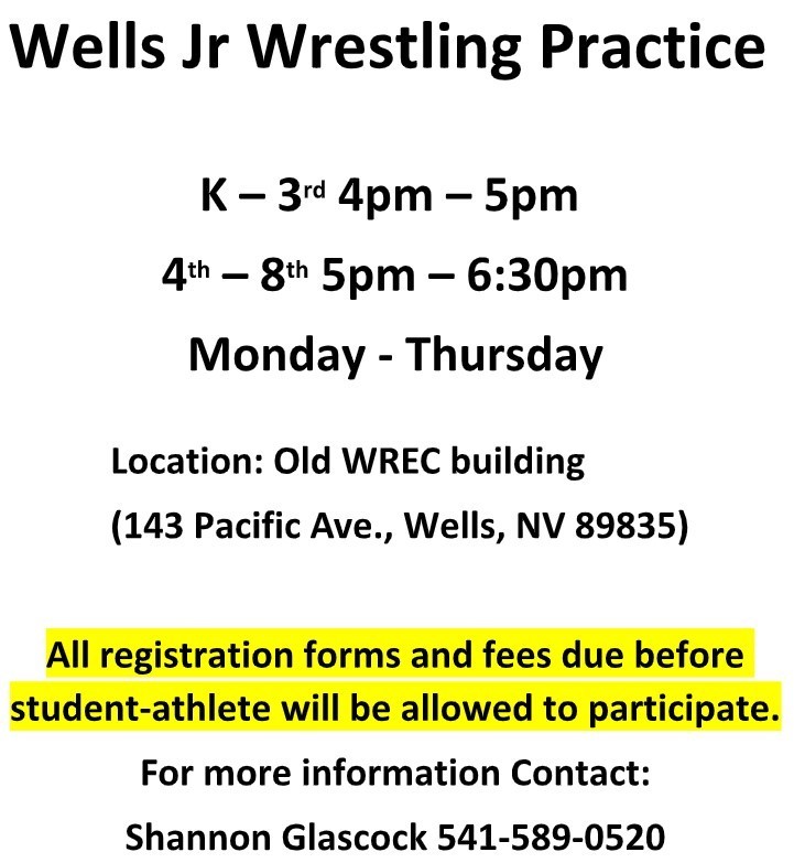 wells jr wrestling practice times