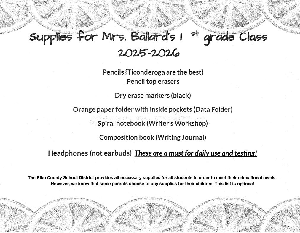 Ballard supply list 2025-26
