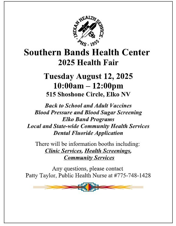 Southern Bands Health Center 2025 Health Fair flier