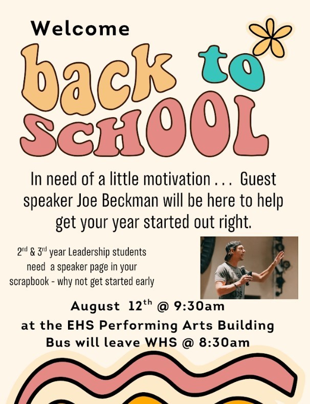 speaker coming to EHS performing arts building
