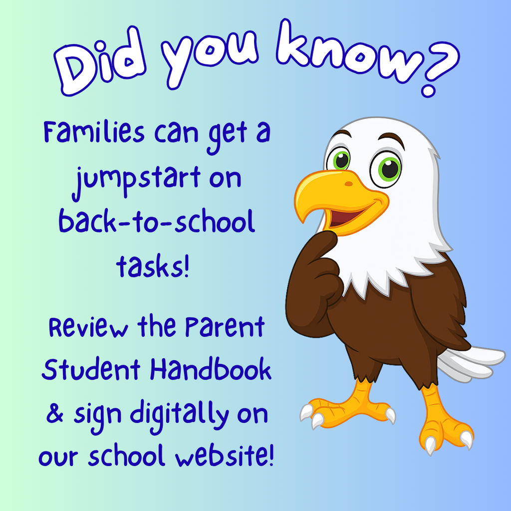 We invite families to get a jump start on all the back-to-school paperwork coming your way and take a look at the Parent Student Handbook on our website. For your convenience, this year you can sign the acknowledgement form online. Visit our school website for all the information you need to prepare for back to school! https://mtnview.ecsdnv.net/o/mves