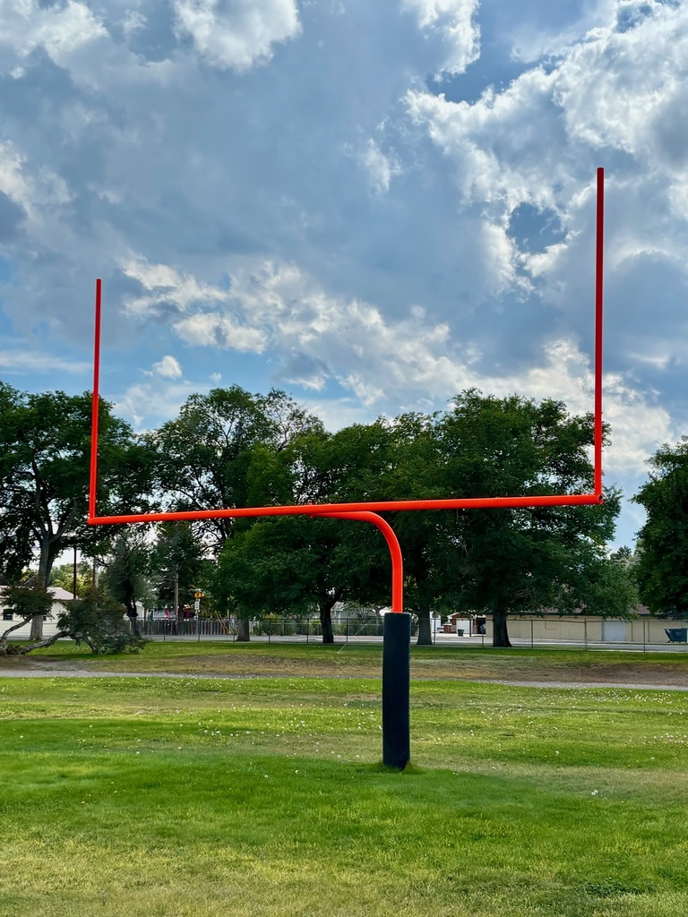 freshly painted goal posts