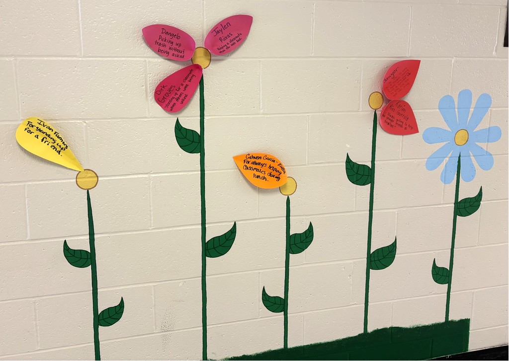 Flowers on the wall at Wells Elementary