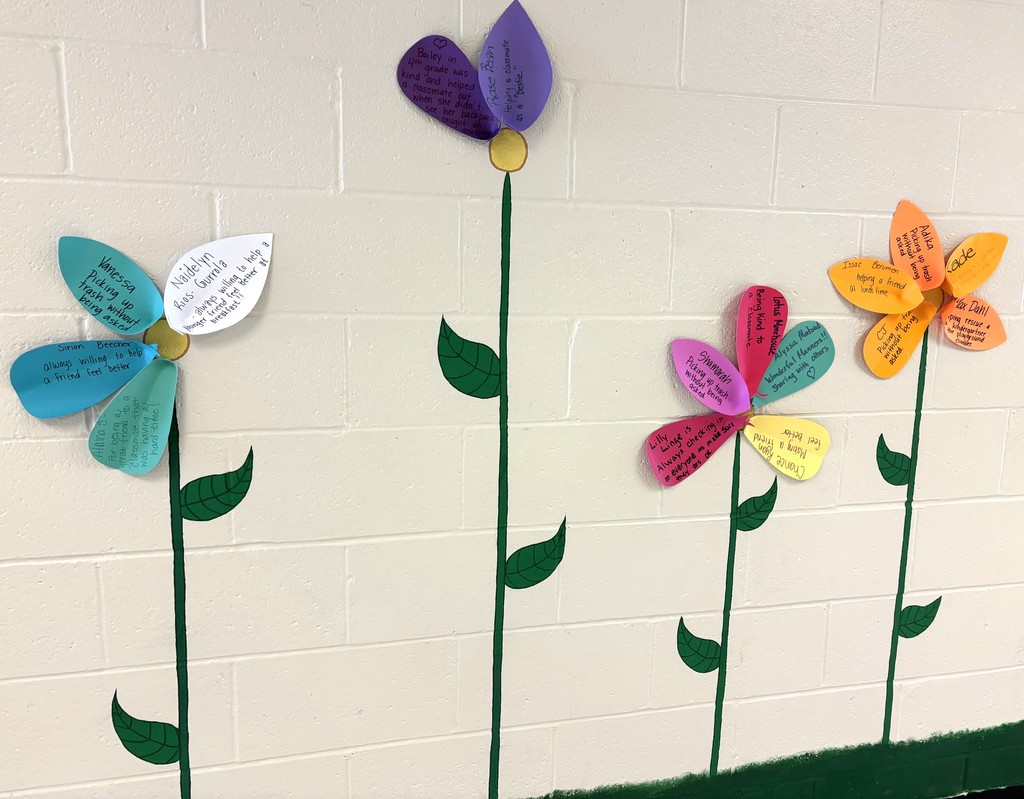 Flowers on the wall at Wells Elementary