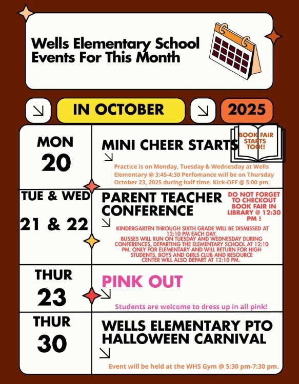 October events at Wells Elementary