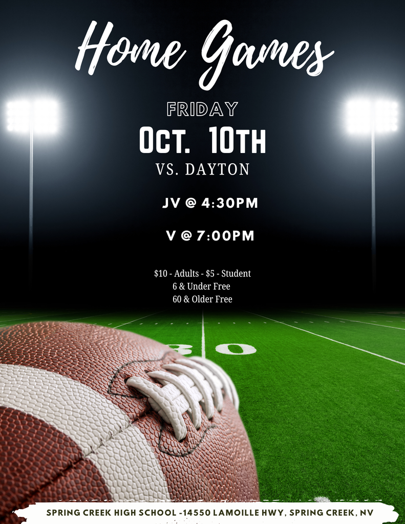 The football players will be playing their last home football game Friday October 10th. Show up, shout out, and show your support. Let's Go!!!
