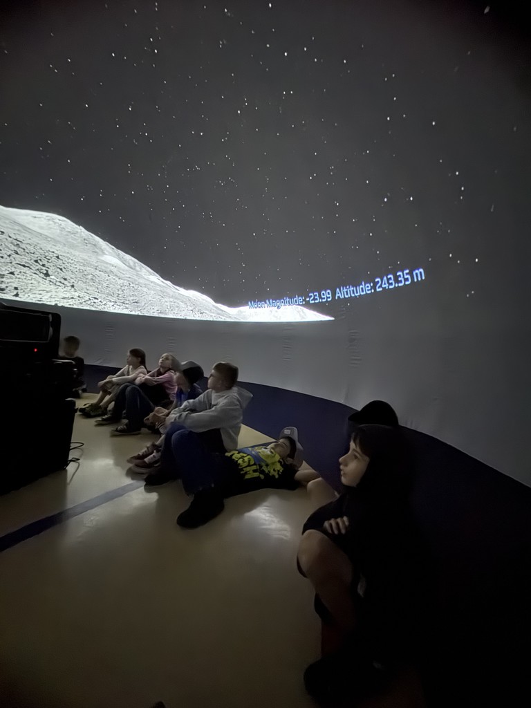 Students enjoy the wonders under the planetarium dome, brought to MVE by The Discovery Museum in Reno, NV.