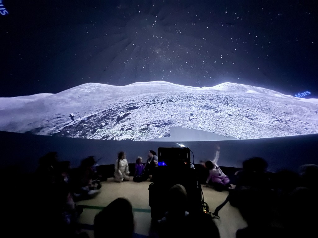 Students enjoy the wonders under the planetarium dome, brought to MVE by The Discovery Museum in Reno, NV.