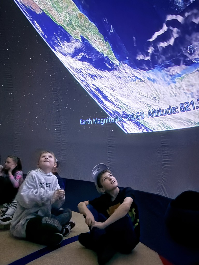 Students enjoy the wonders under the planetarium dome, brought to MVE by The Discovery Museum in Reno, NV.