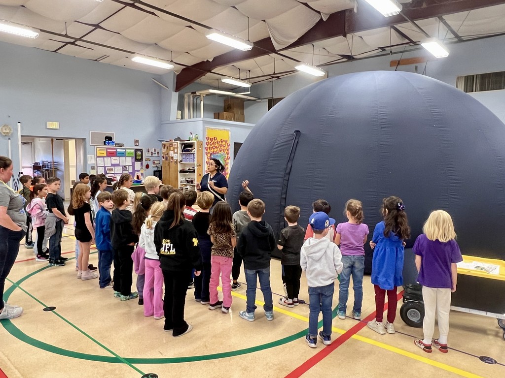 Students enjoy the wonders under the planetarium dome, brought to MVE by The Discovery Museum in Reno, NV.