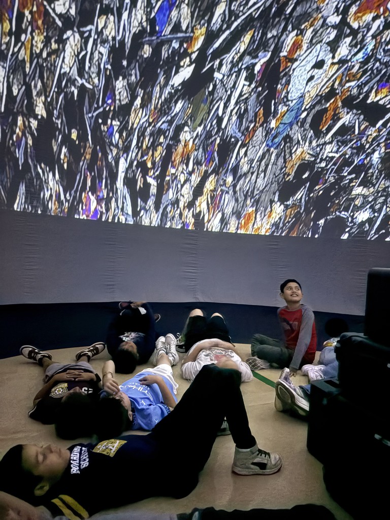 Students enjoy the wonders under the planetarium dome, brought to MVE by The Discovery Museum in Reno, NV.