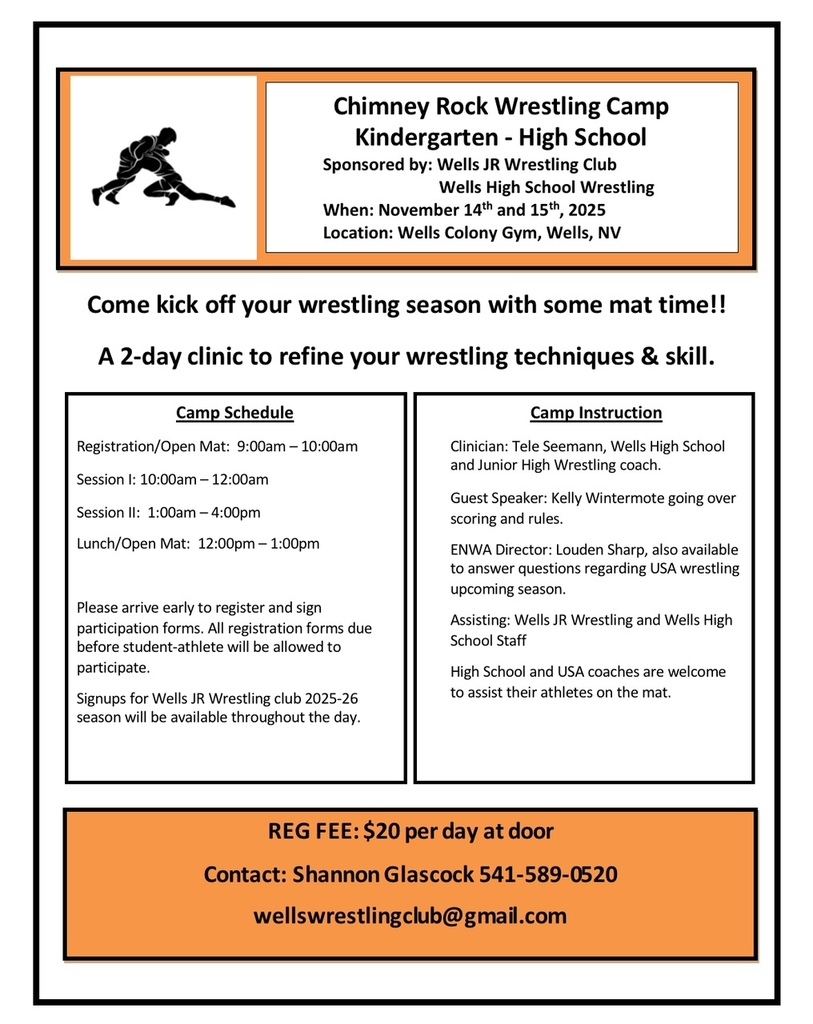 Chimney Rock Wrestling Camp flyer