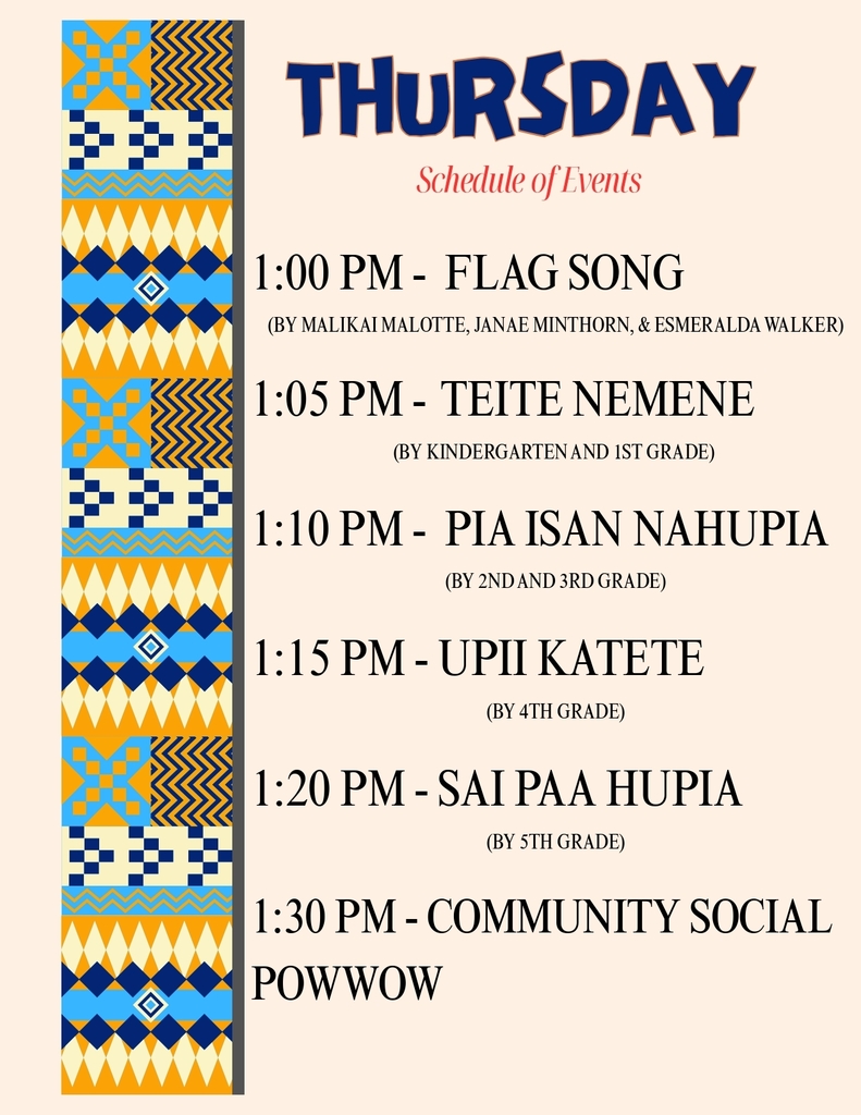 Thursday Schedule of Events