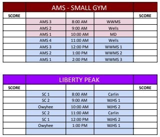 Intramural basketball schedule for 7 November