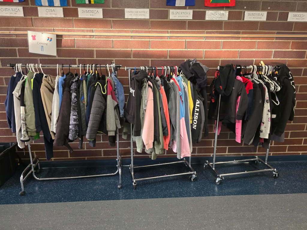 jackets and coats hanging in the MVE Lost & Found