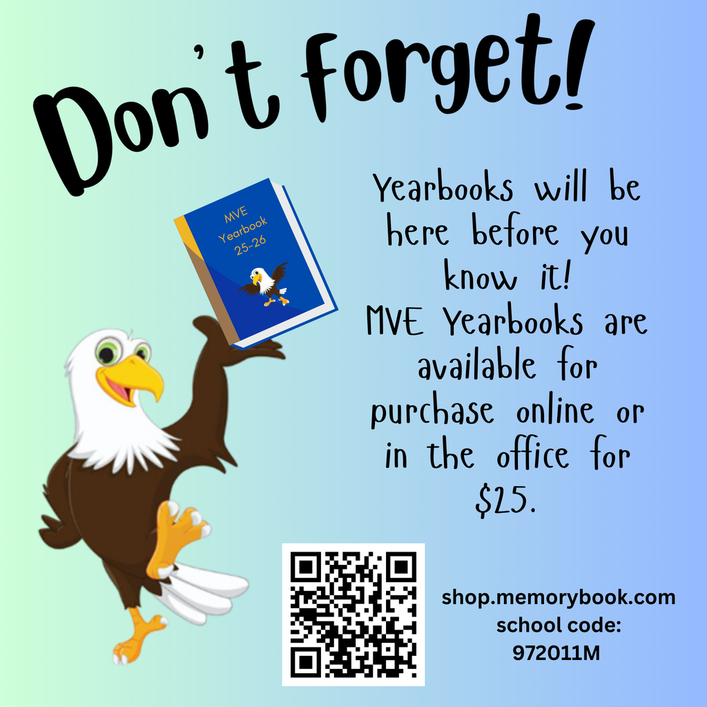 Purchase your yearbook for $25 today! Stop by the office or visit https://shop.memorybook.com and use school code  972011M.