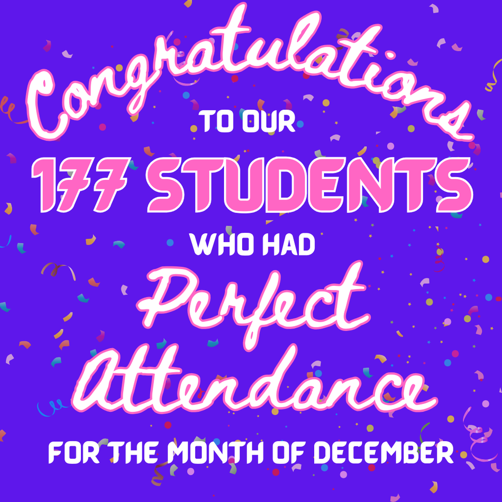 WOW! We had *177* students with perfect attendance in the month of December! We love to see our healthy eagles at school. Keep up the great work, families!  See the list here: https://5il.co/3t82s