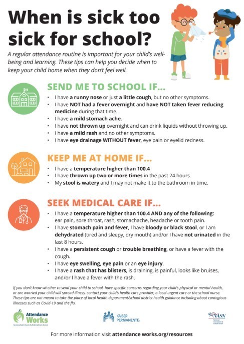 Flyer for when is sick too sick for school
