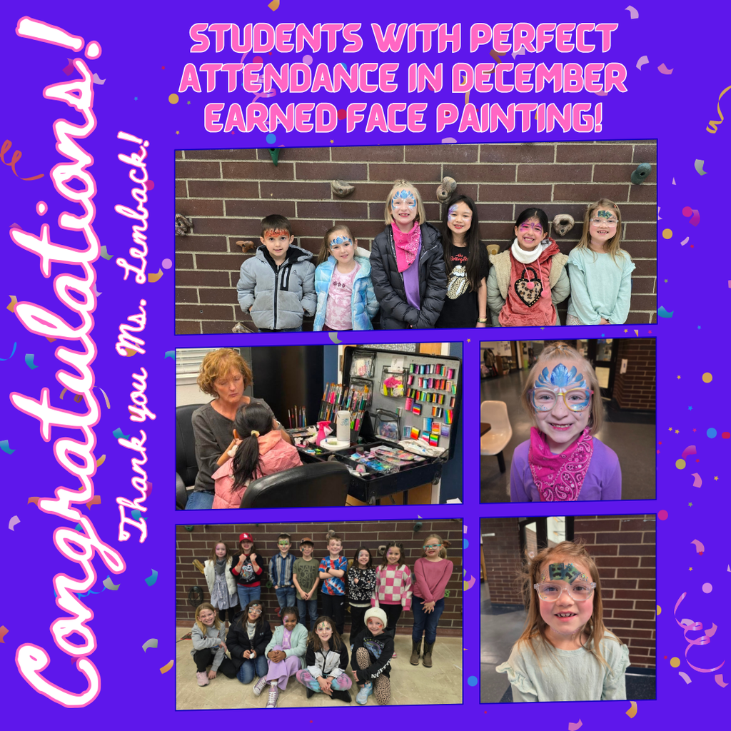 Woohoo!! We had *151* students with perfect attendance in the month of January!   Last week, we celebrated our students who achieved perfect attendance in December with face painting. Congrats to all our Eagles who are working hard to show up ready to learn every day!   See the list of Students with Perfect Attendance for January here: https://aptg.co/DkkZFb