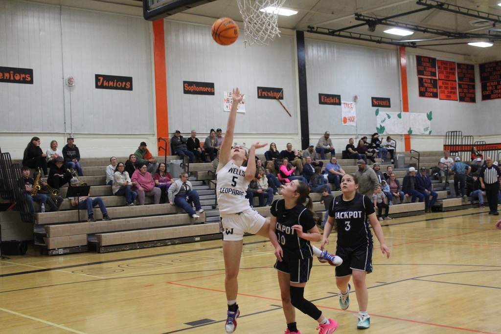 Wells High School varsity girls basketballl team vs Jackpot