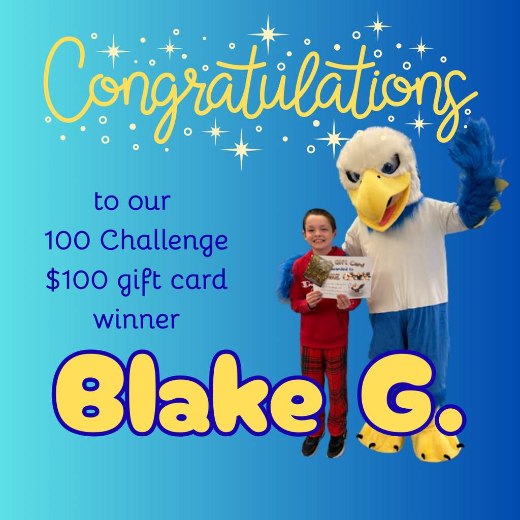 We wrapped up our 100 Challenge this week and are so grateful to all the everyone who participated! Congratulations to all the students who earned a spirit shirt; they will be delivered in time for the 100th day of school during our Nevada Reading Week celebrations! Big shout out to Blake G., the lucky winner of the $100 gift card!