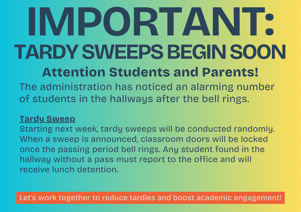 Tardy Sweeps to Begin Soon
