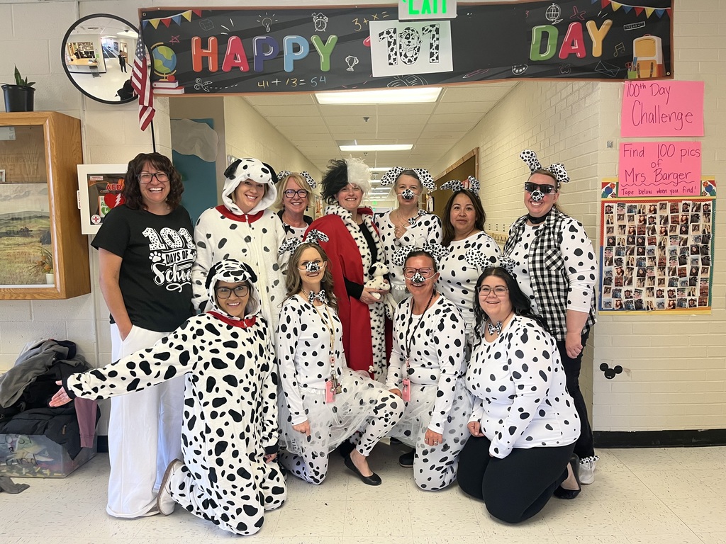 Wells Elementary School staff on the 101 days of school