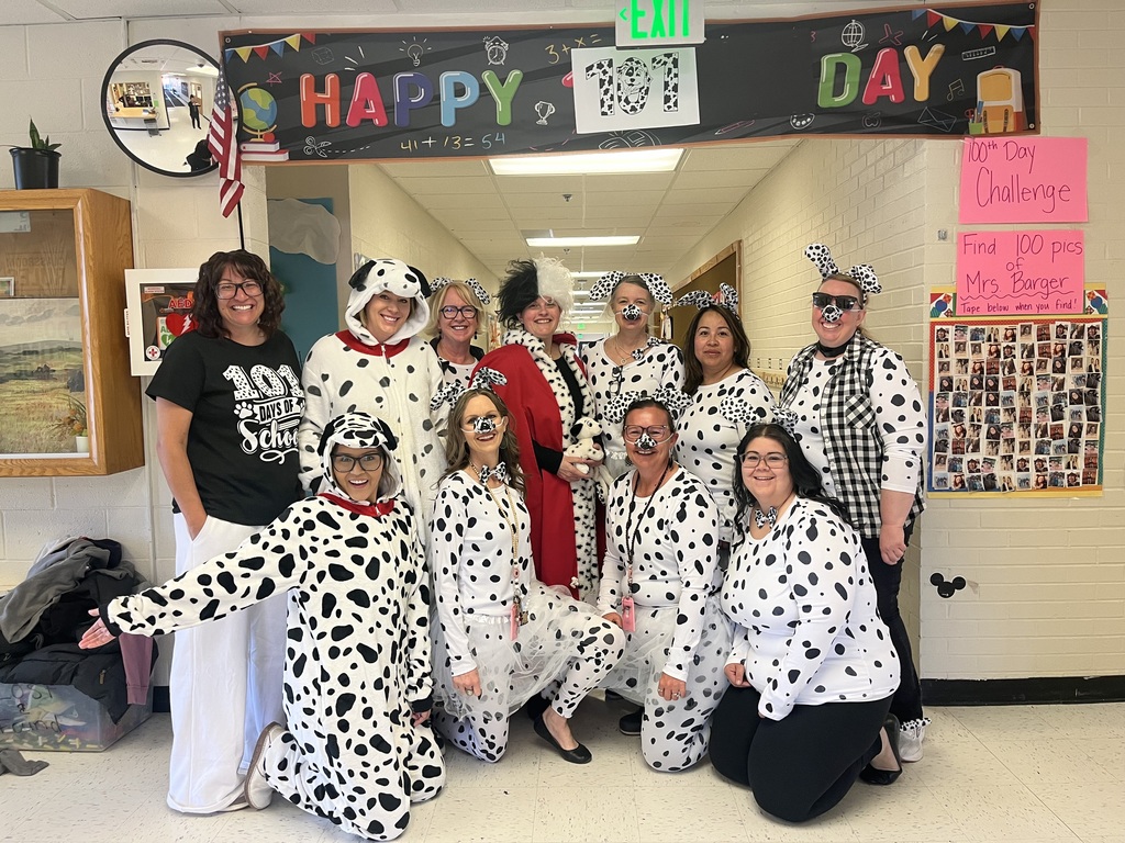 Wells Elementary School staff on the 101 days of school